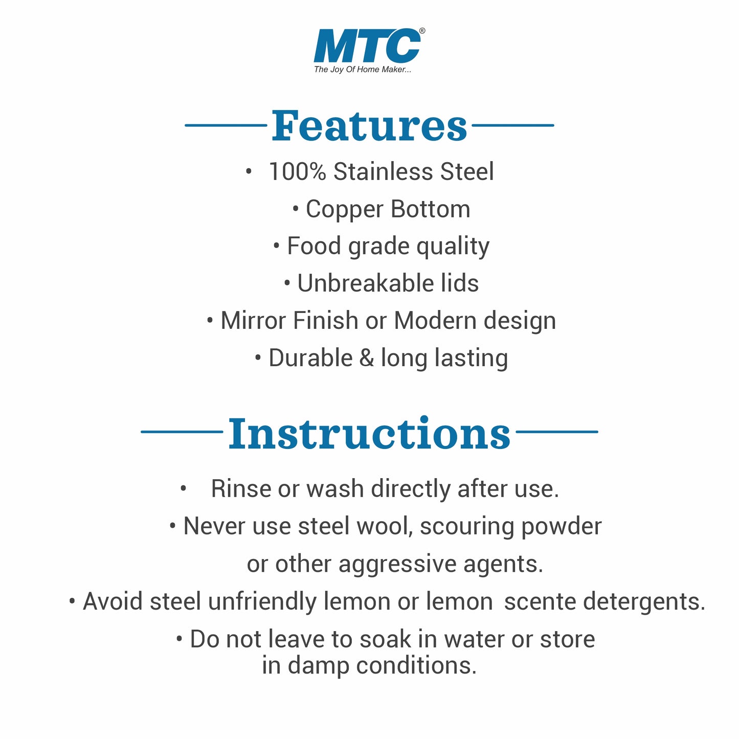 Stainless Steel Handi Copper Bottom 3 Pcs Set