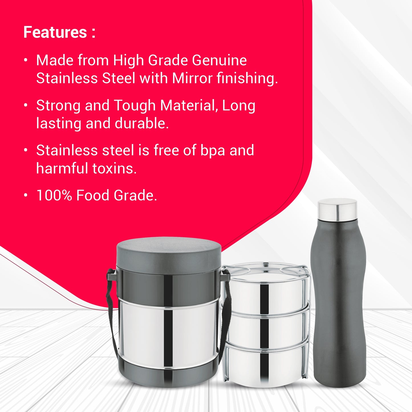 Hot Lunch box and Bottle 2 Pieces Gift Pack Combo