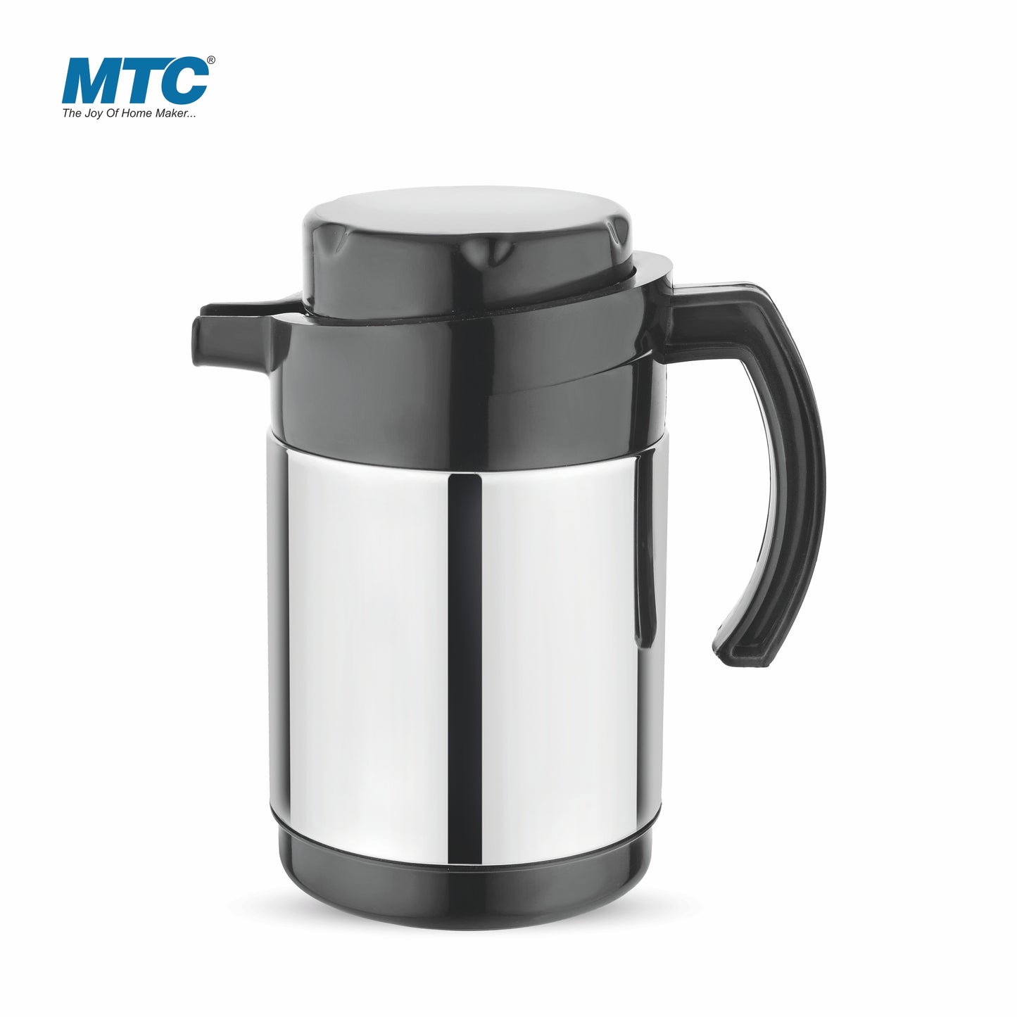 MTC Alora Stainless Steel Thermal Kettle |1000Ml,Silver | Double Walled Puff Insualted with Lid - Coffee/Tea kettle Heat & Cold Retention