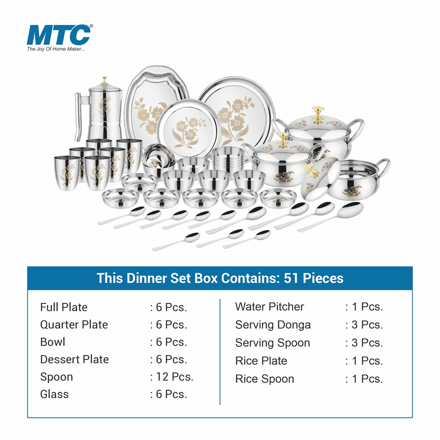 CRB Stainless Steel 51 Pcs Dinner Set