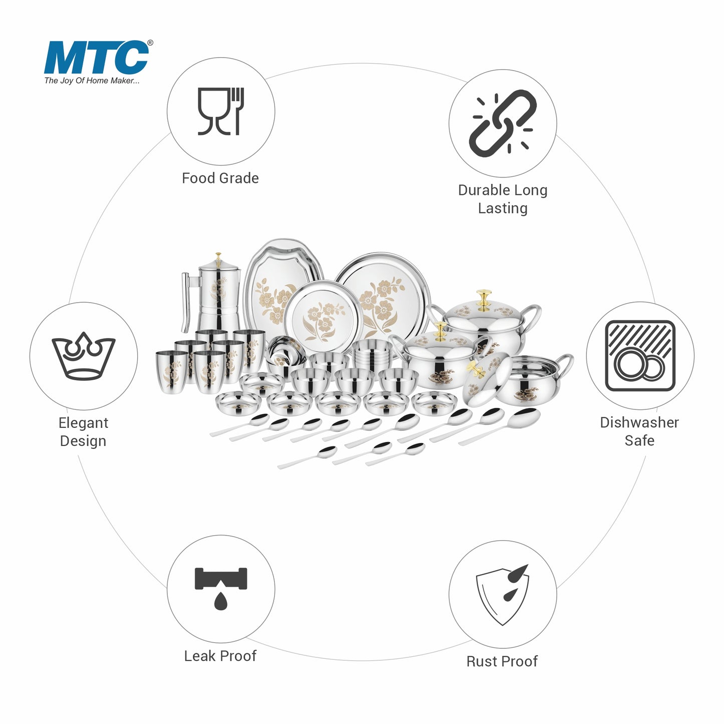 CRB Stainless Steel 51 Pcs Dinner Set