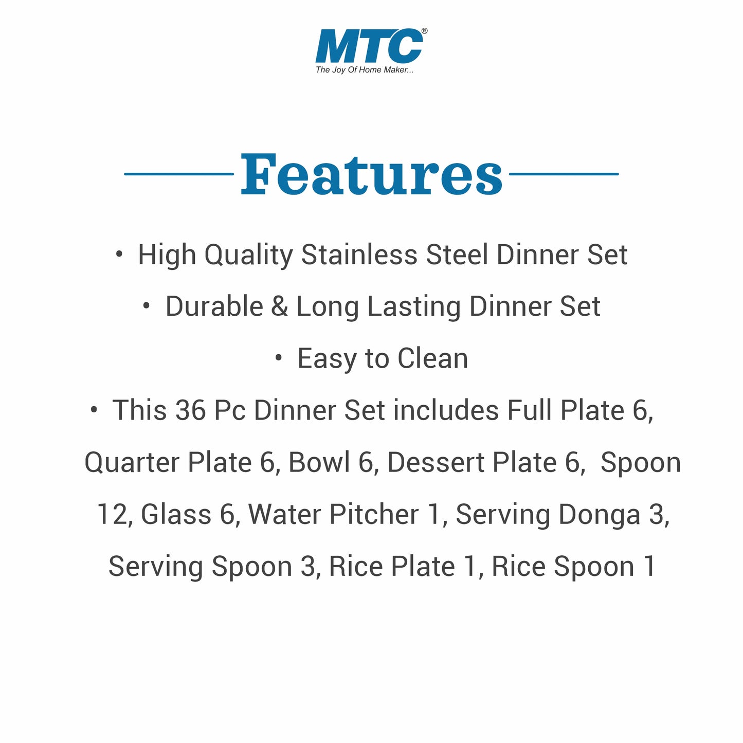 CRB Stainless Steel 51 Pcs Dinner Set