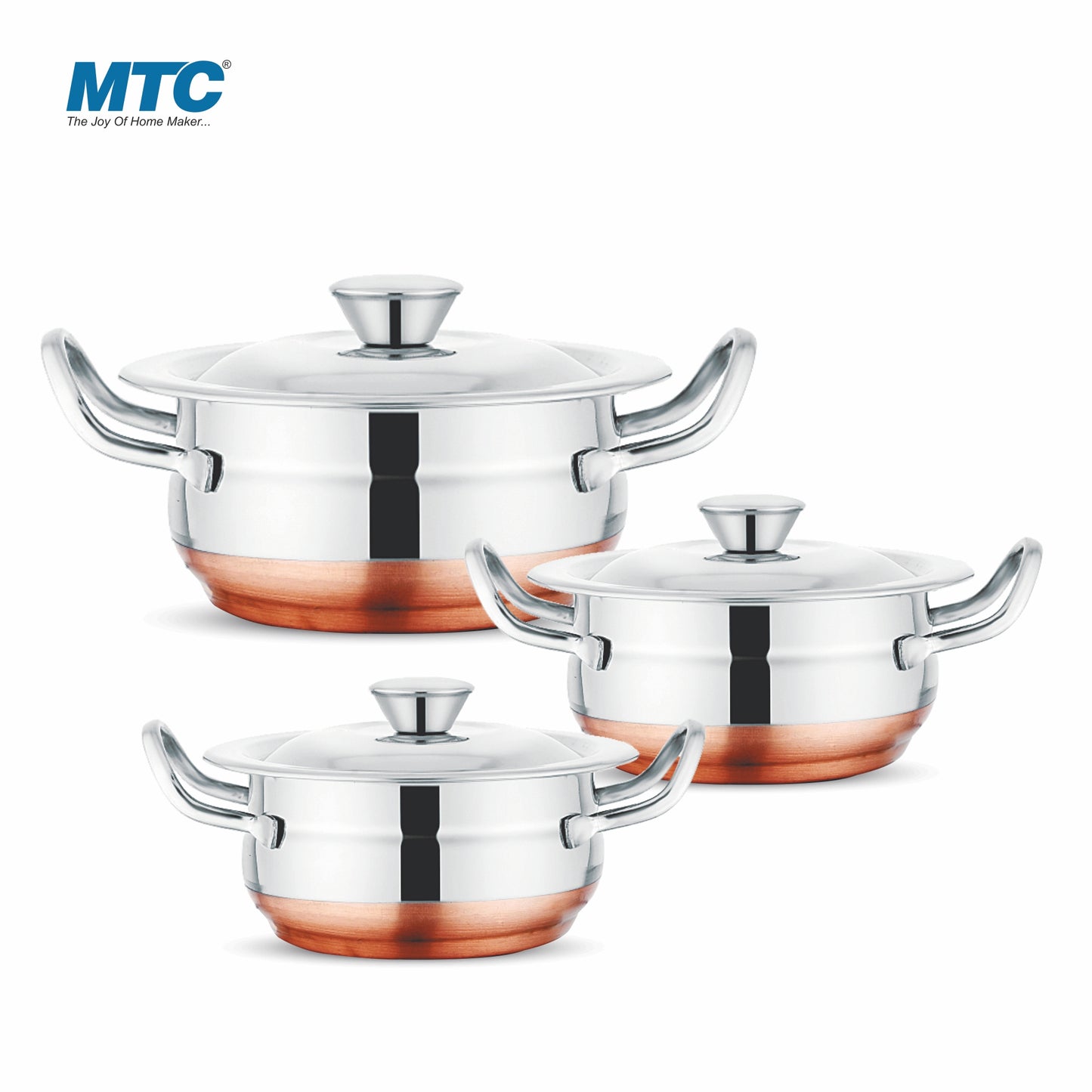 Stainless Steel Handi Copper Bottom 3 Pcs Set