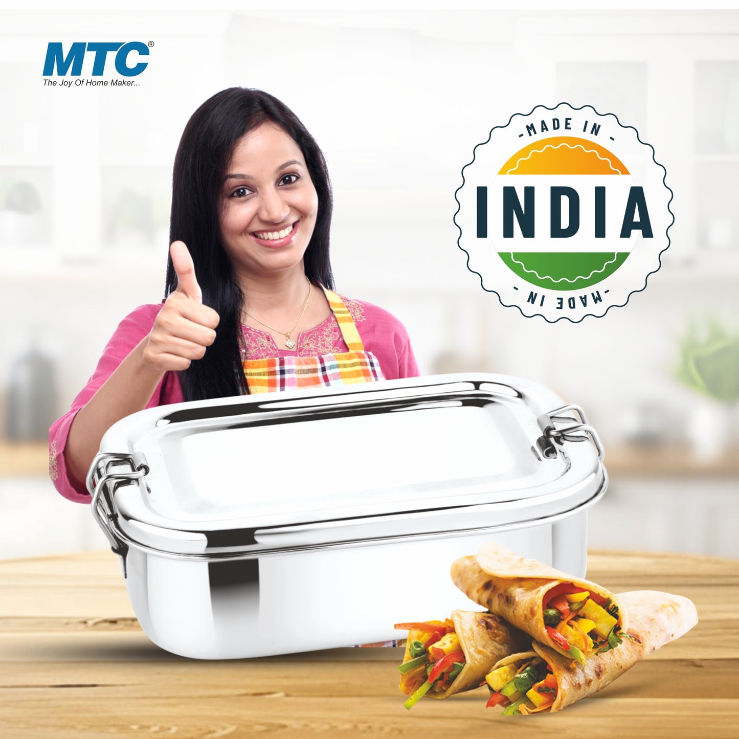 MTC Stainless Steel Rectangle Lunch Box, Leak-Proof Container