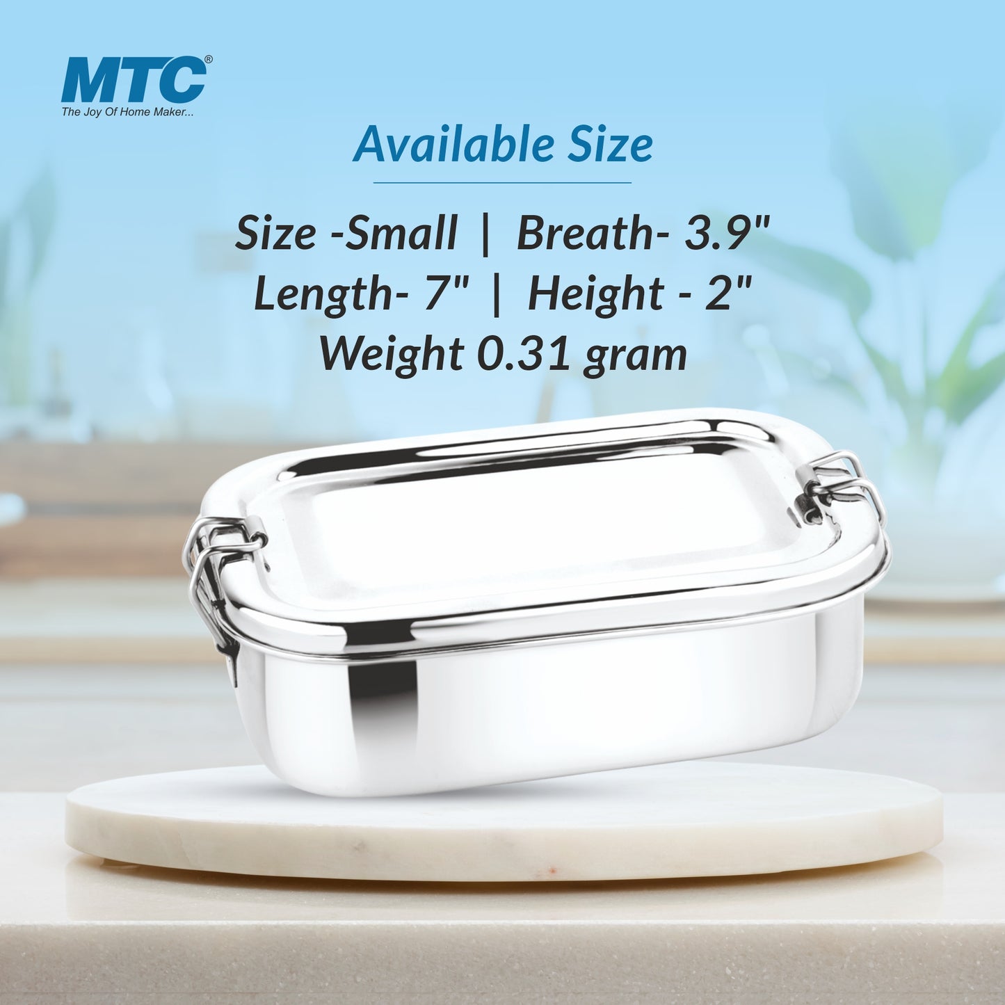 MTC Stainless Steel Rectangle Lunch Box, Leak-Proof Container