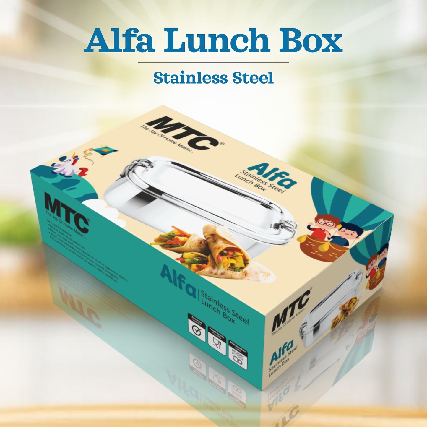 MTC Stainless Steel Rectangle Lunch Box, Leak-Proof Container