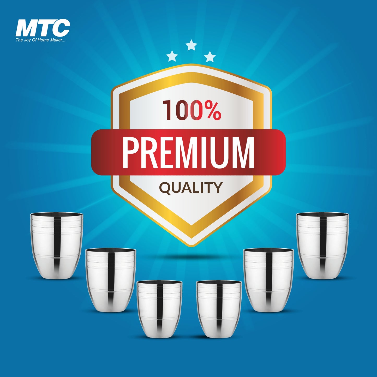 Matka Stainless Steel Glass Set of 6 | Mirror Polish | Ideal for Serving Water, Juice, Cold Drinks & Lemonade