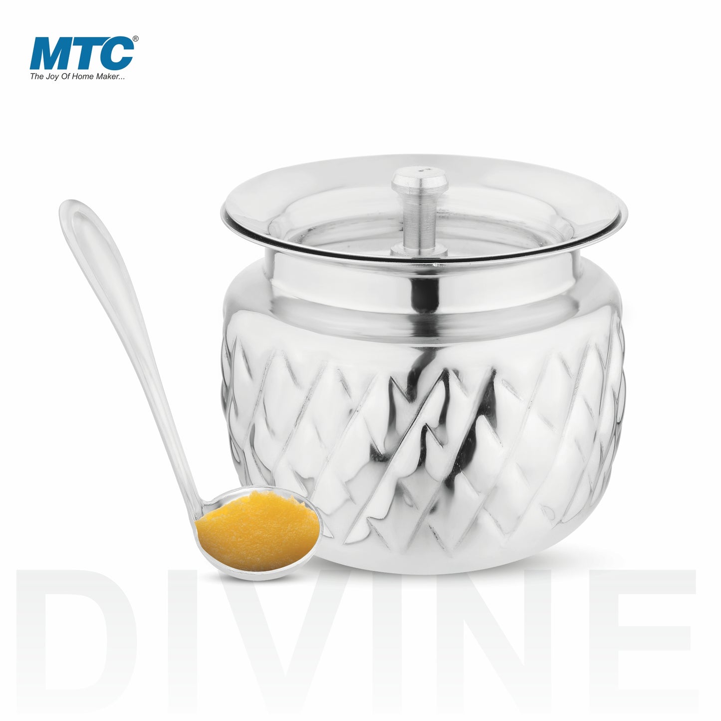 Divine Stainless Steel Oil and Ghee Container With Spoon for Kitchen | Multipurpose Oil Container