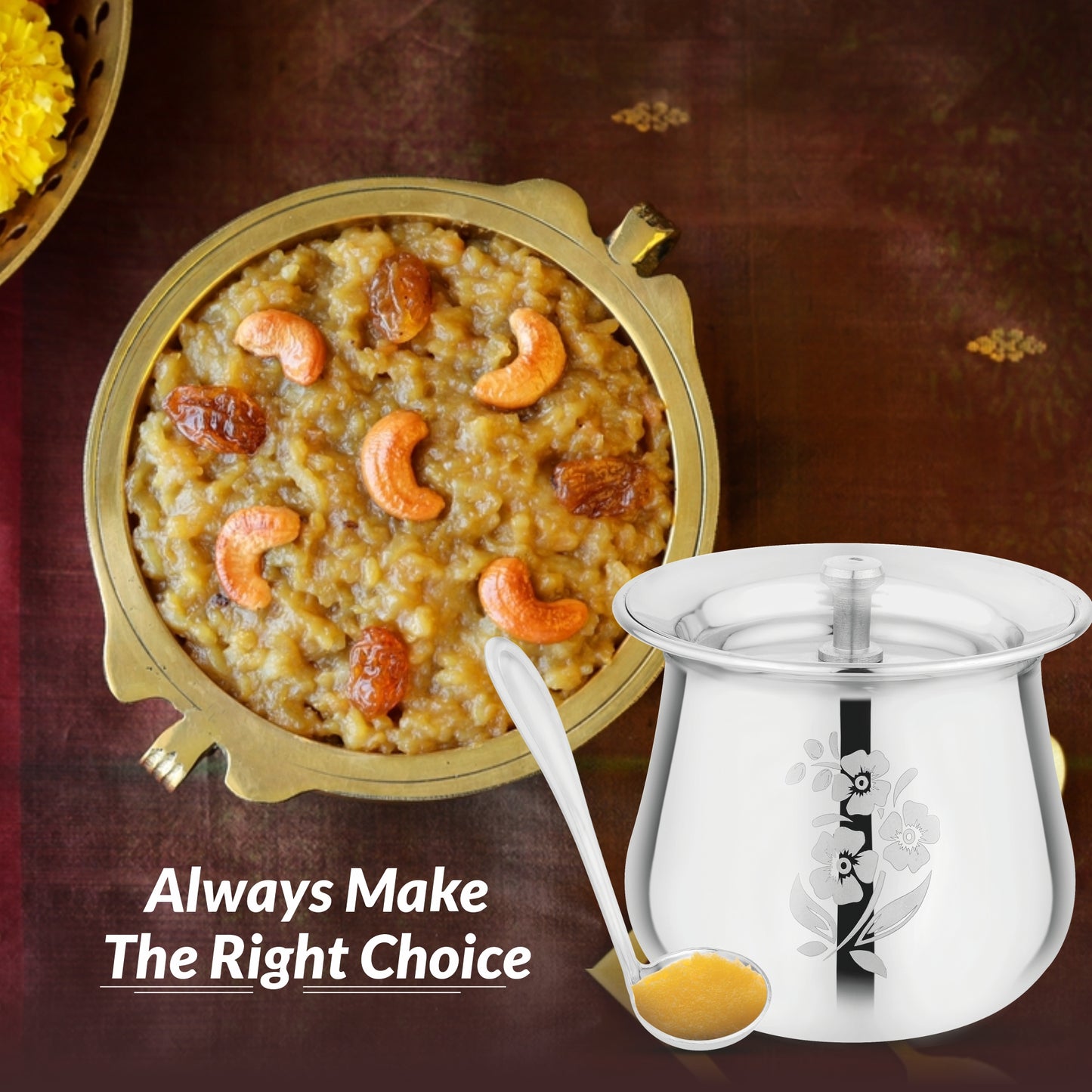 Aroma Stainless Steel Oil and Ghee Container With Spoon for Kitchen | Multipurpose Oil Container