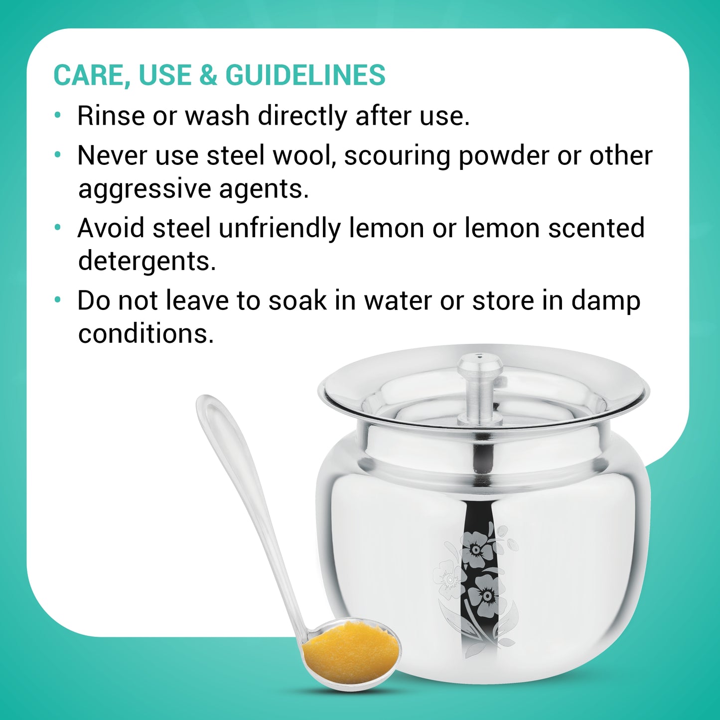 Alora Stainless Steel Oil and Ghee Container With Spoon for Kitchen | Multipurpose Oil Container