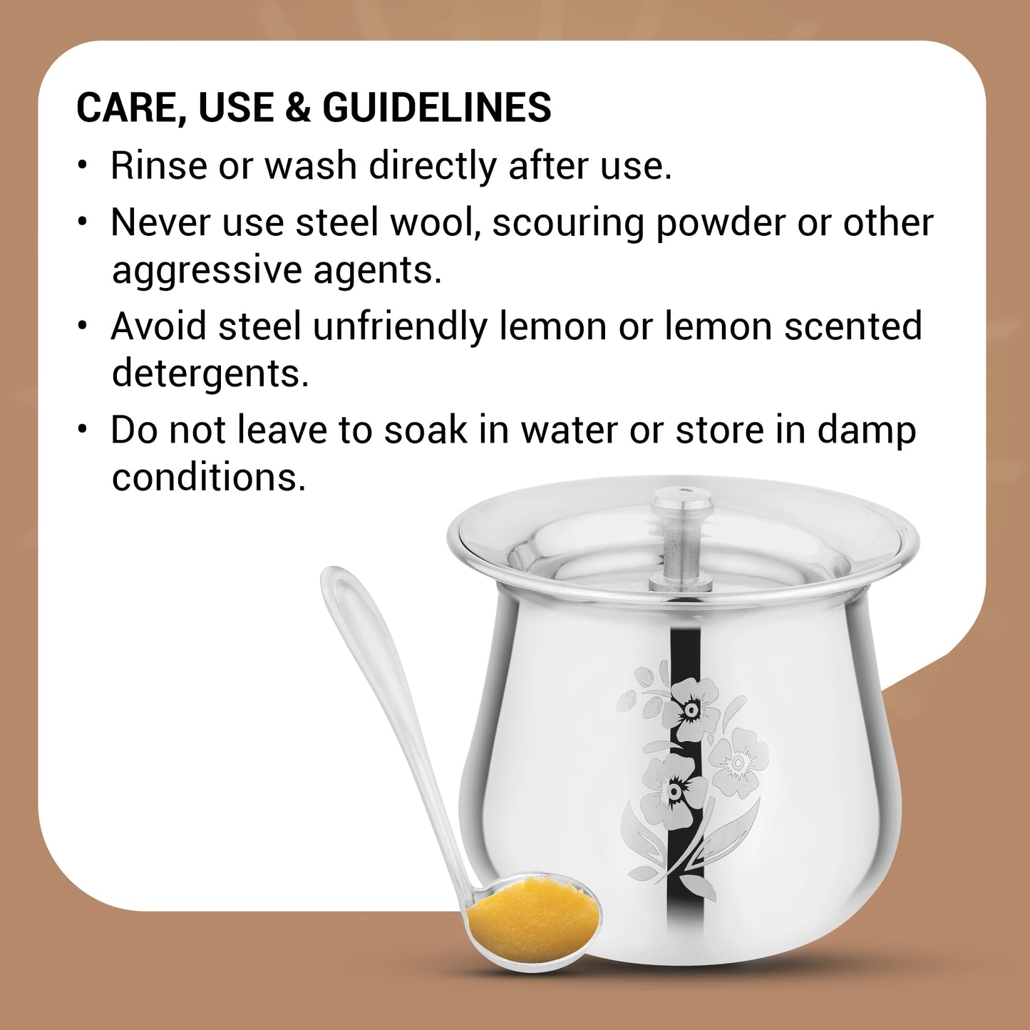Aroma Stainless Steel Oil and Ghee Container With Spoon for Kitchen | Multipurpose Oil Container