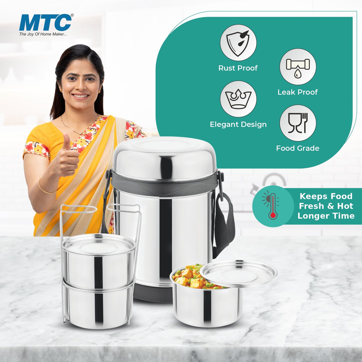 Hungry Beast Stainless Steel Puff Insulated Hot and Cold Lunch Box