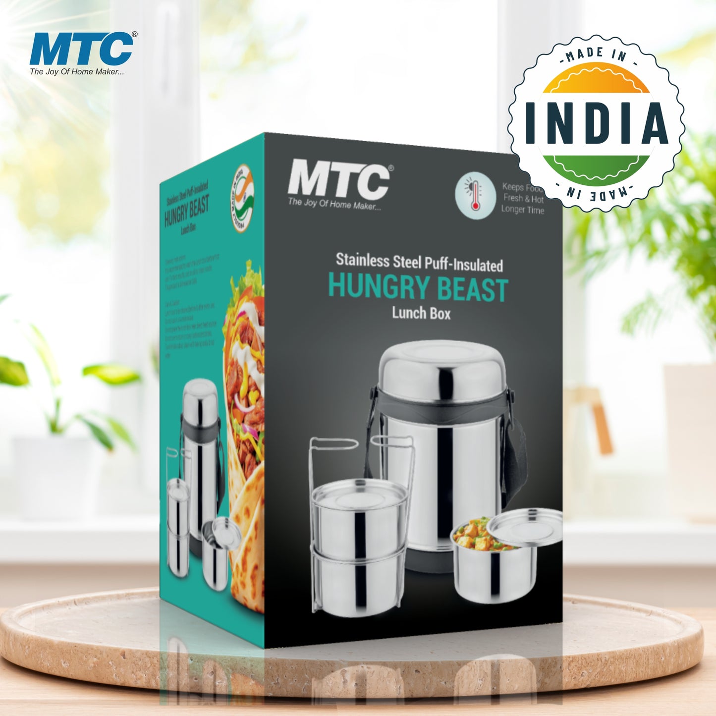 Hungry Beast Stainless Steel Puff Insulated Hot and Cold Lunch Box