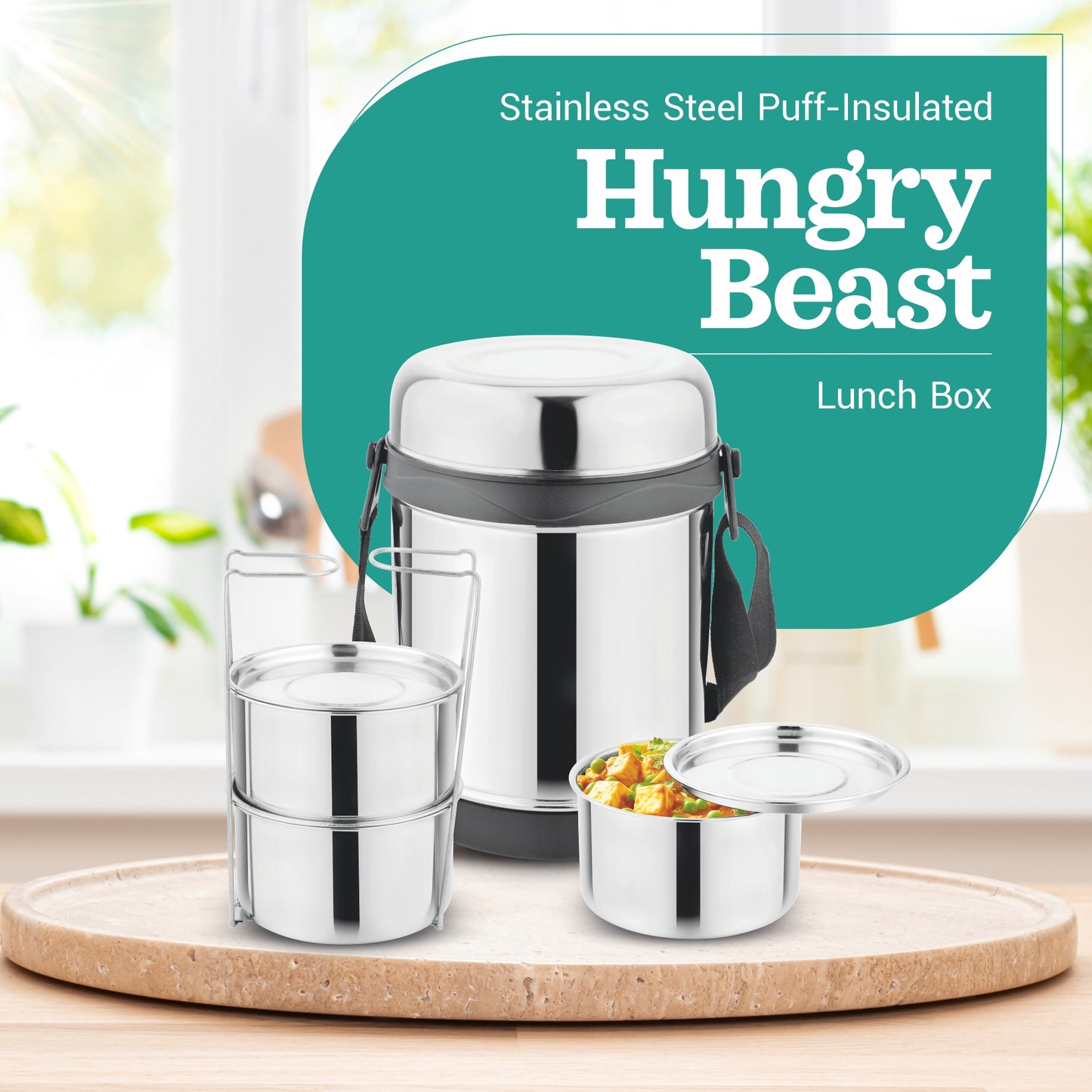 Hungry Beast Stainless Steel Puff Insulated Hot and Cold Lunch Box