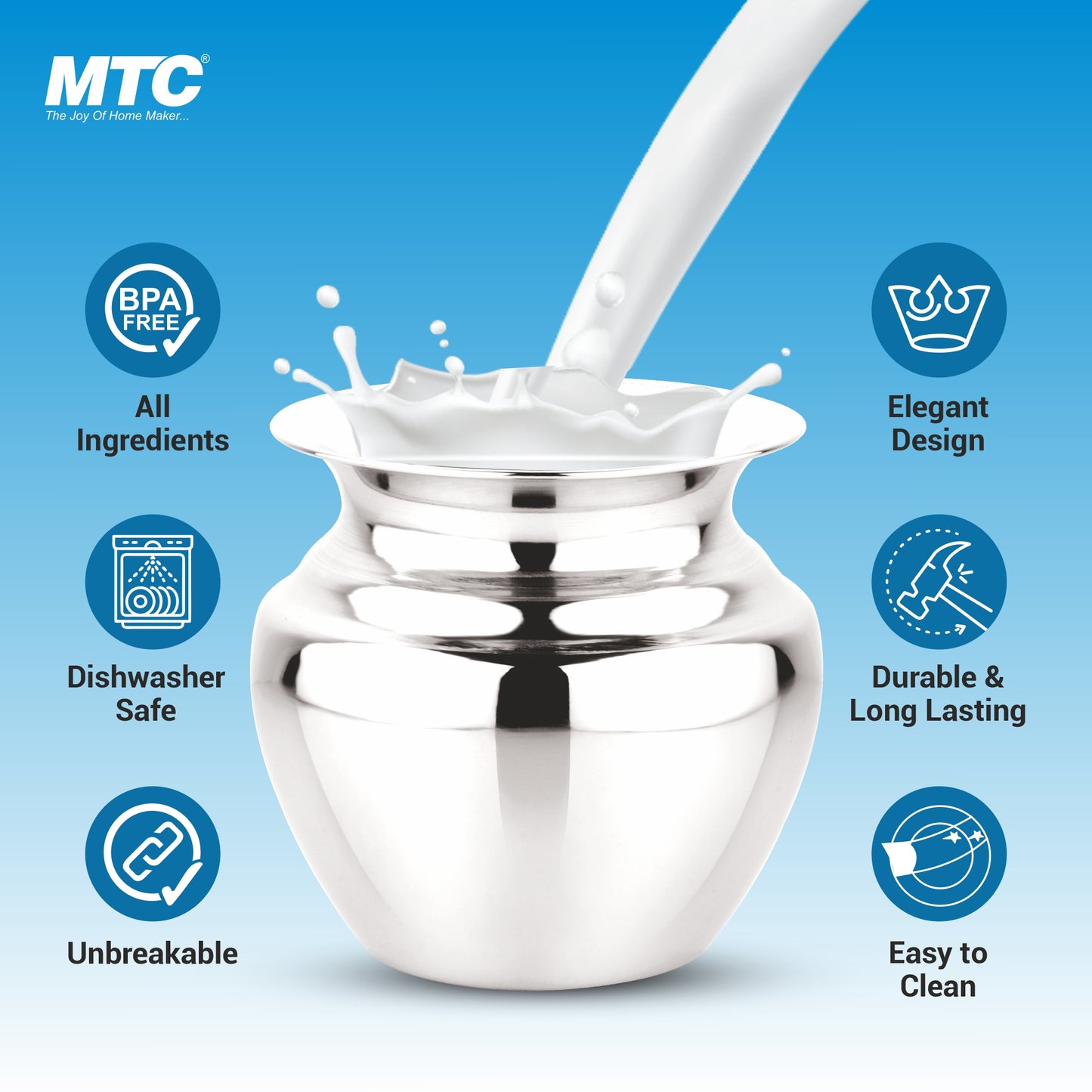 Heavy Stainless Steel Water Storage Lota/Kalash/Chambu/Tumbler for Pooja/Pongal/Marriage/Karvachauth