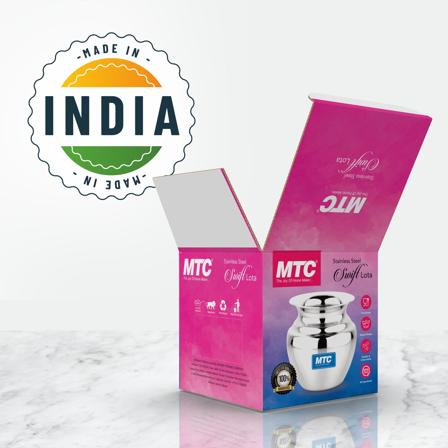 Heavy Stainless Steel Water Storage Lota/Kalash/Chambu/Tumbler for Pooja/Pongal/Marriage/Karvachauth