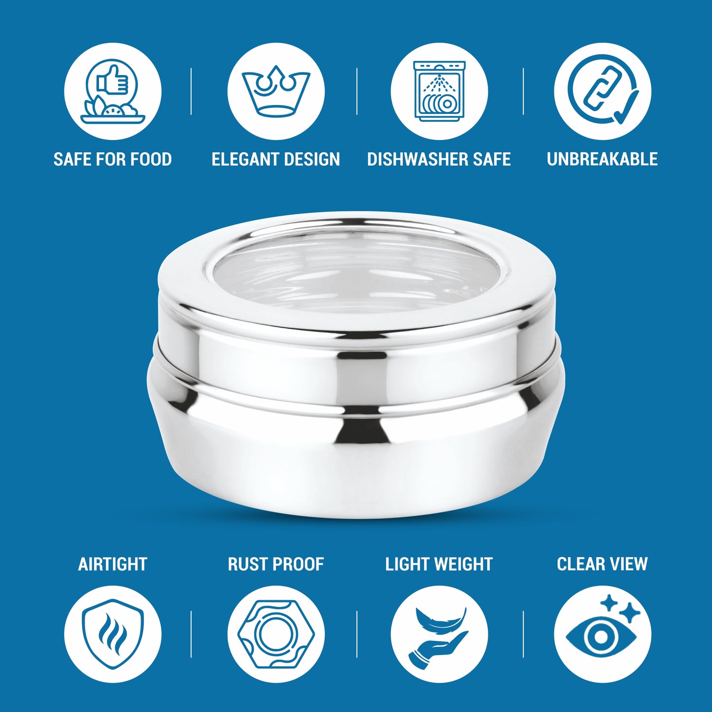 Stainless Steel Storage Container With See Through Lid  | Slim and Sleek Puri Chocolate Canisters | Namkeen Storage Dabba For Kitchen | Steel Multipurpose Storage Box