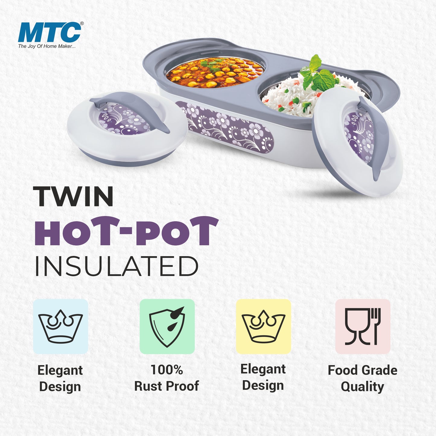 MTC Insulated Twin Casserole Set (850+850) Grey