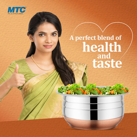 Stainless Steel Gujarati Handi Set with Copper Bottom - 3-Piece