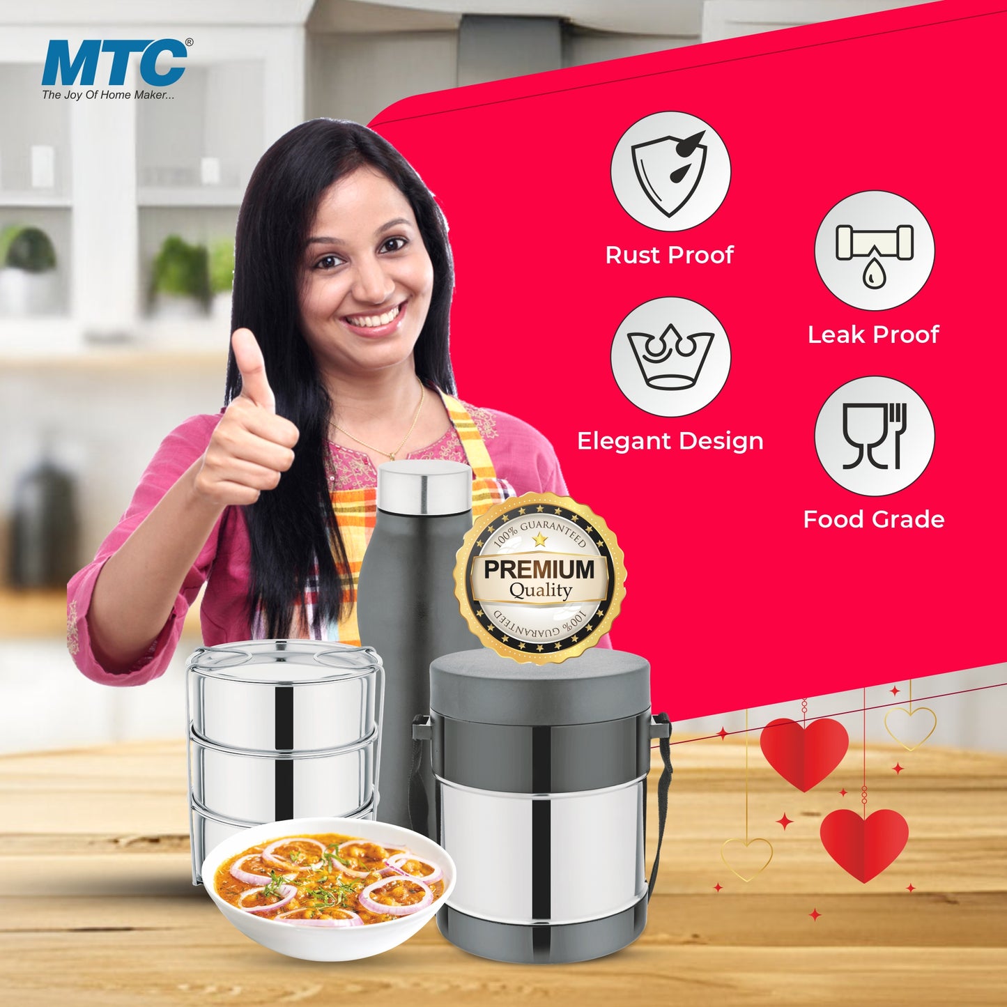 Hot Lunch box and Bottle 2 Pieces Gift Pack Combo