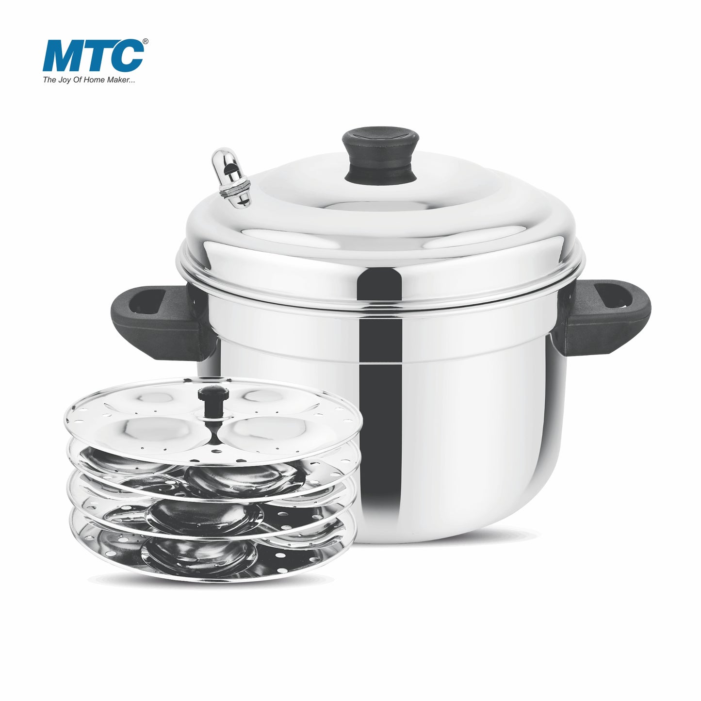 MTC Stainless Steel Idly Maker 4 Plates Compatible with Induction and Gas Stove
